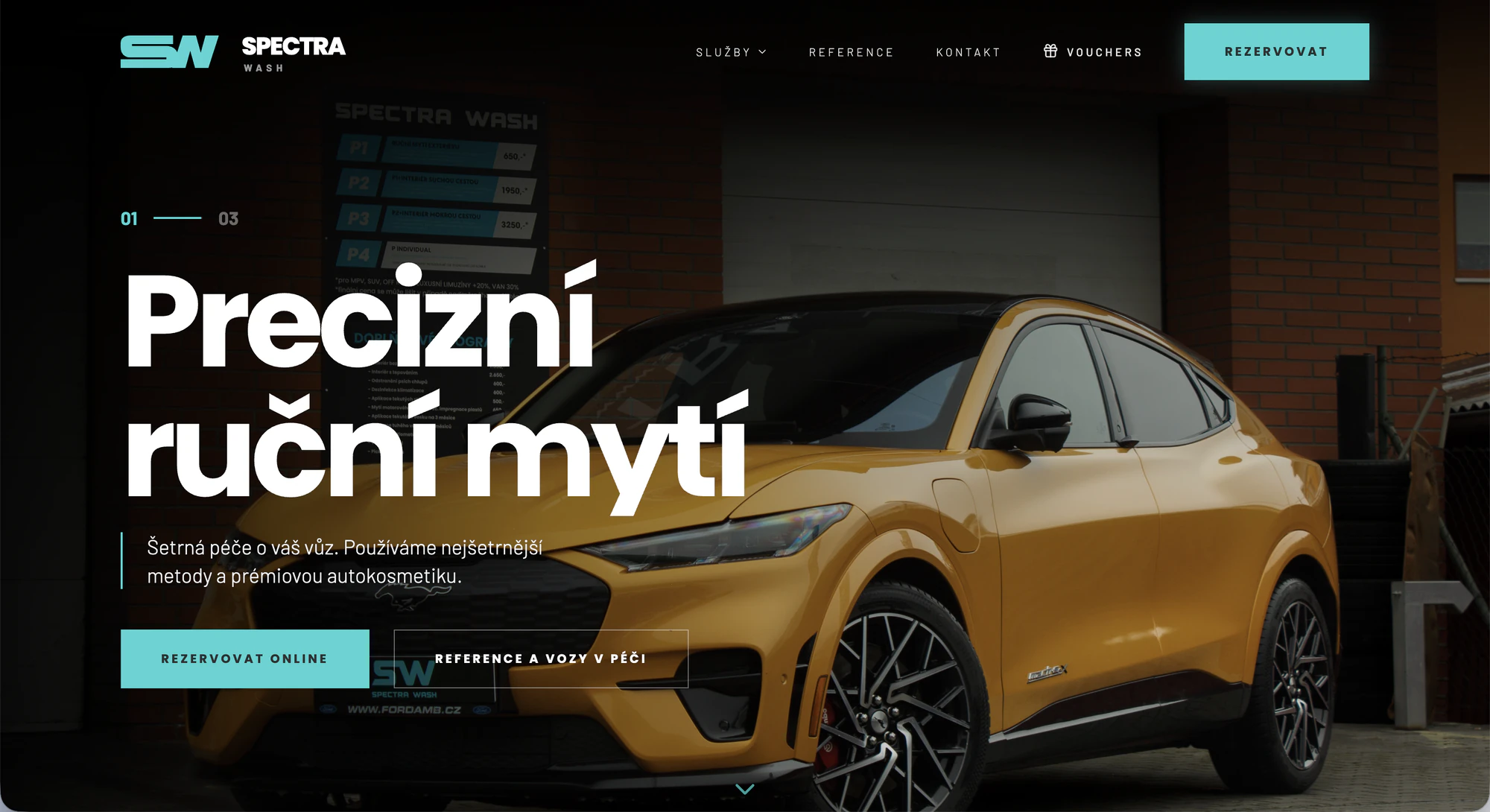 The Spectra Wash website, desktop